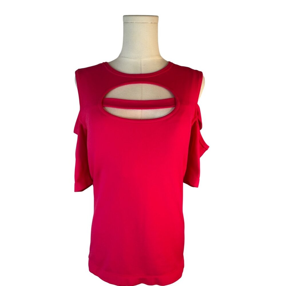 2/$30 Fabletics Medium Cutout Scoop Neckline Top Bubblegum Pink Nylon/Elastane